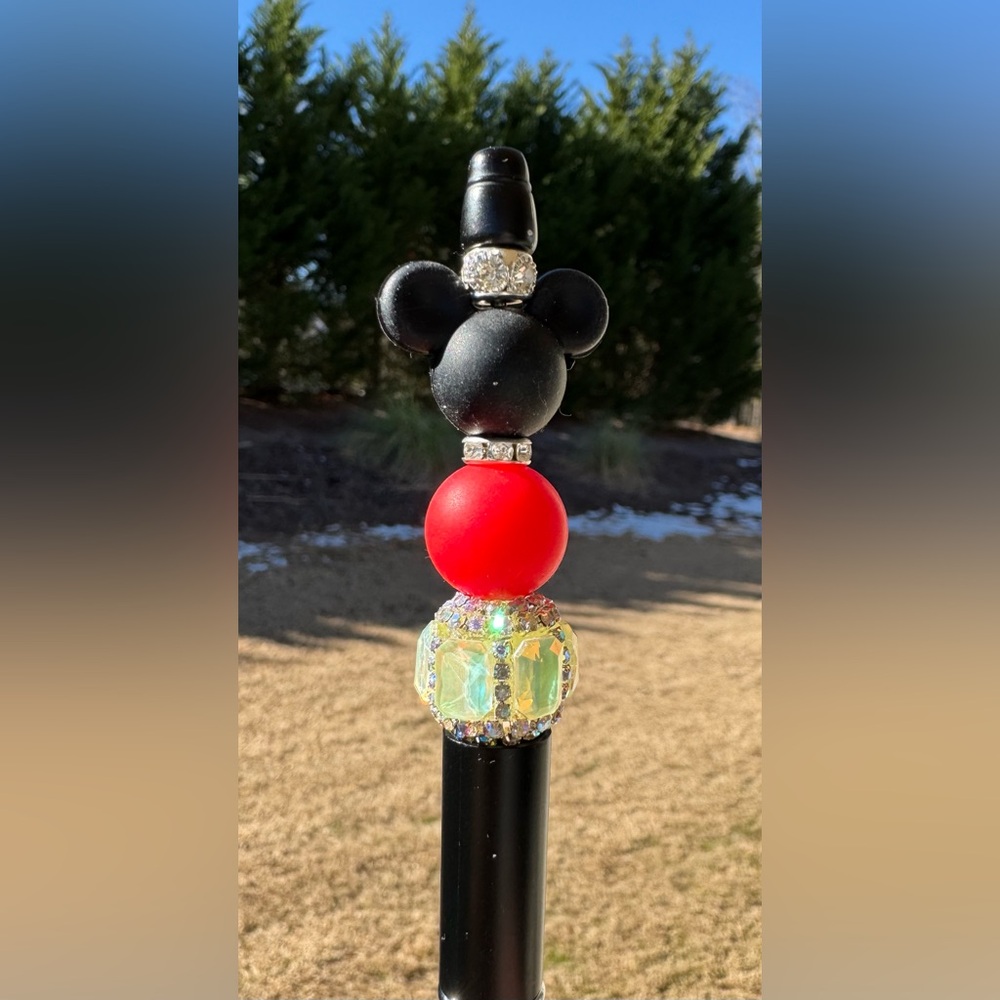 Disney Mickey Mouse Inspired Handcrafted Unique Beaded & Rhinestone Pen Gift